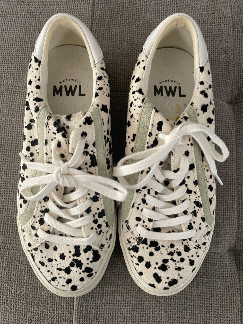 Madewell Sidewalk Sneakers (black/white/green) - Size 8